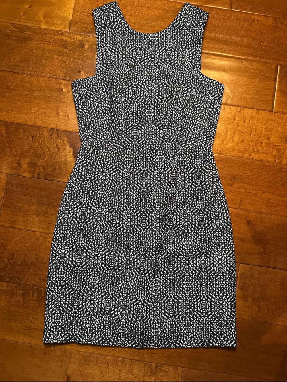 H&M Navy and White Textured Shift Dress